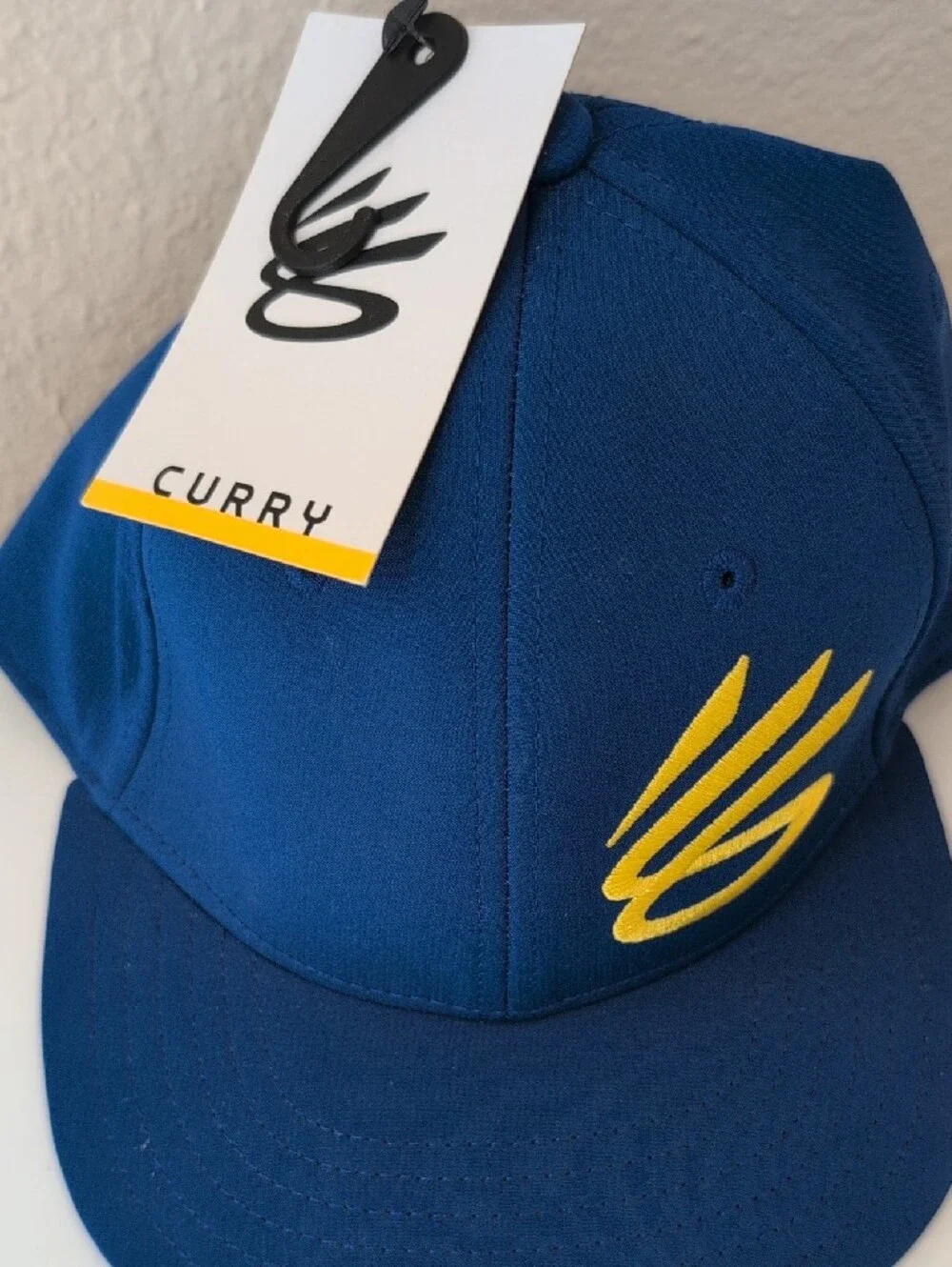 Stephen Curry Under Armour Youth OSFM Blue Snapback Hat Yellow Logo NBA Warriors